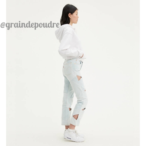 Rare! ♥️HP♥️ Levi's 501 Original Pieced Denim Cutout Cropped Women's Jeans 27x26 - Picture 2 of 4